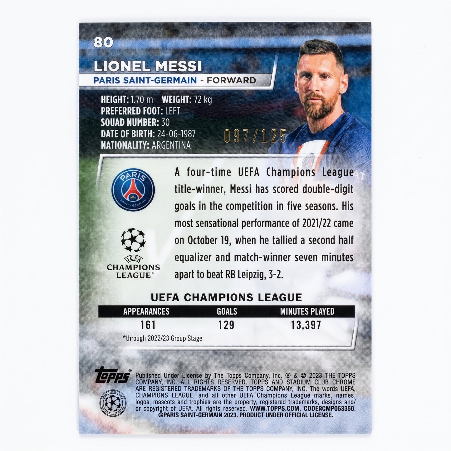 Lionel Messi | Procards | PCS-076 | foto 2