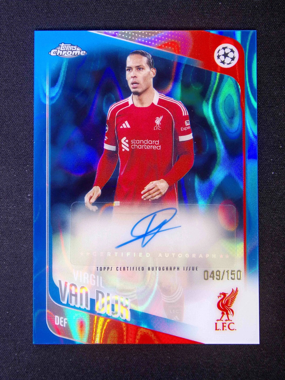 2025-26 Topps Chrome UEFA Virgil van Dijk Auto Lava azul /150 / ProCard Sport | PCS-696