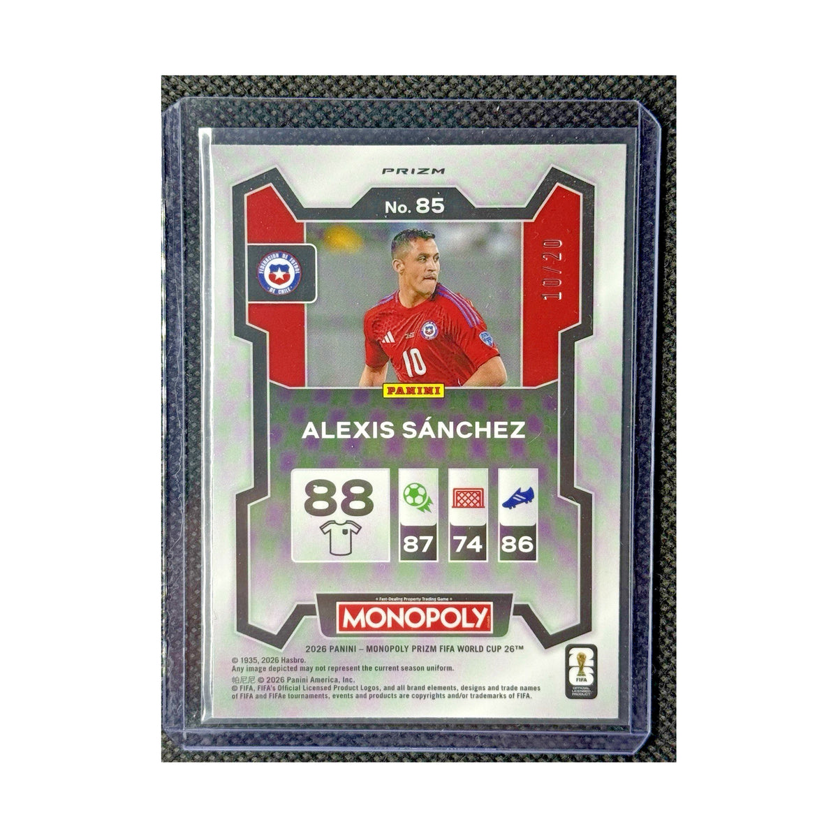 Alexis Sánchez 10/20 Camiseta #Verde Brillante Chile Arsenal 2026 Prizm Monopoly / ProCard Sport | PCS-582 | 2