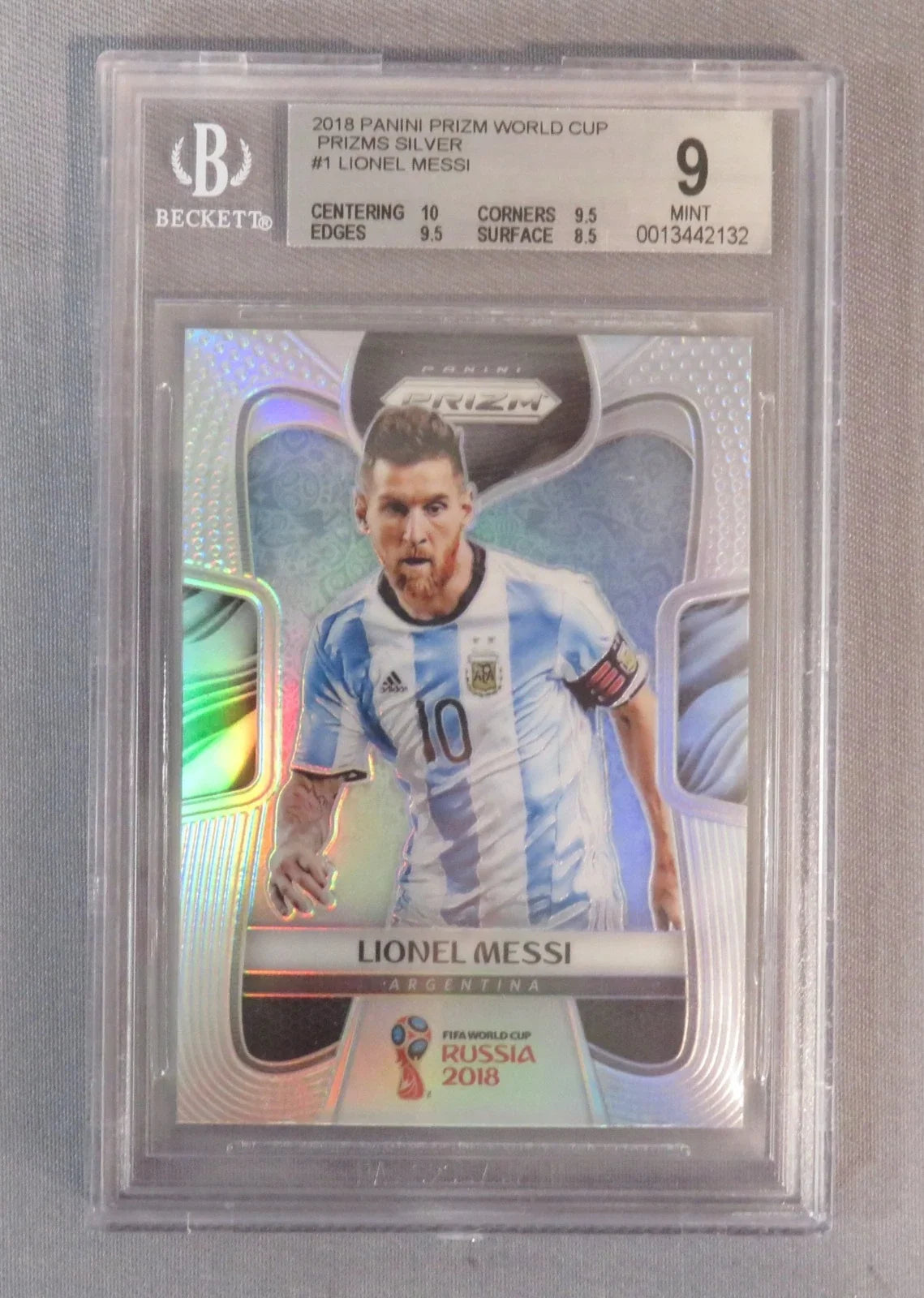 Frente de Lionel Messi, Panini Prizm Mundial 2018 #1, BGS 9 | PCS-583