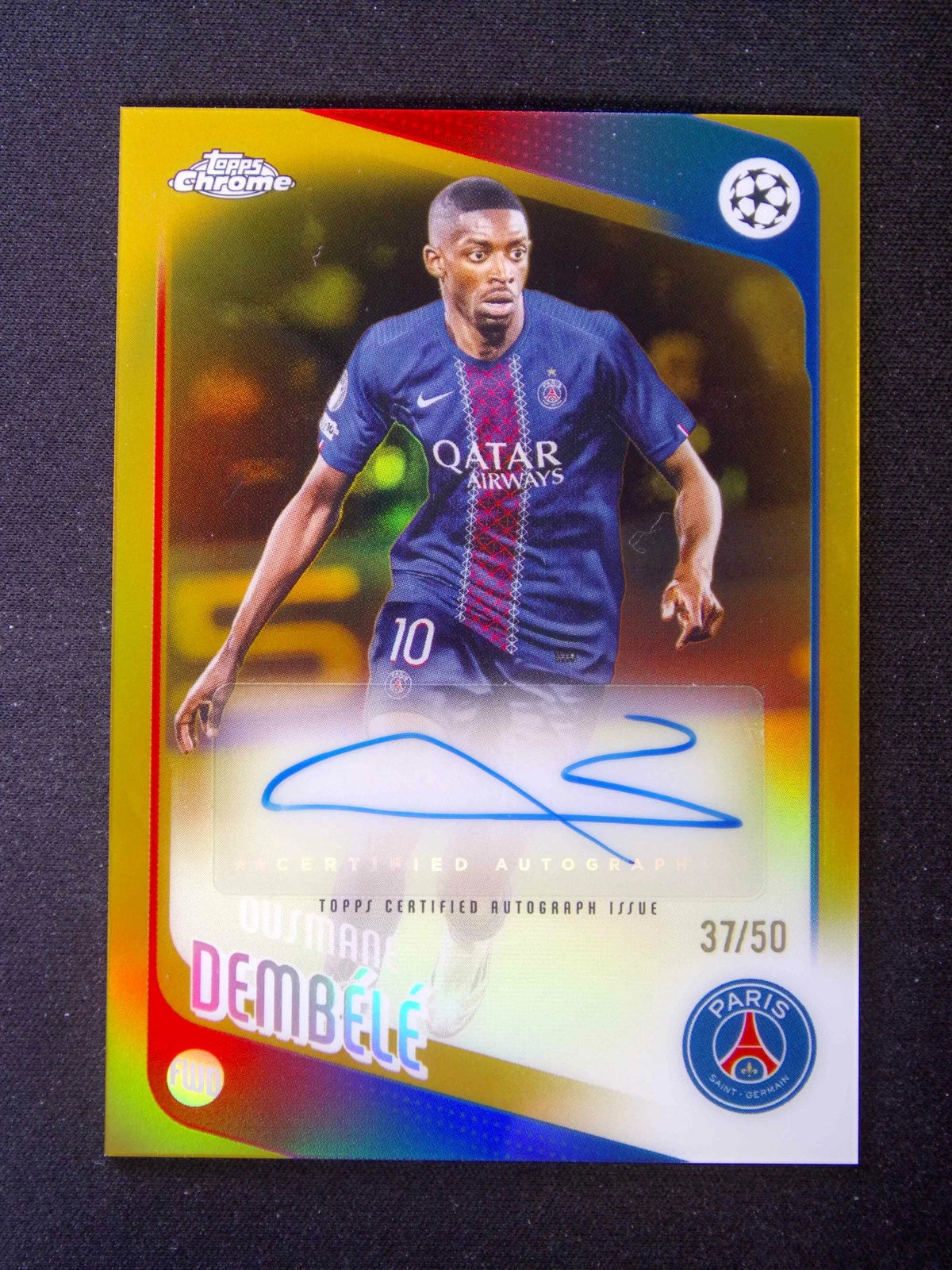 2025-26 Topps Chrome UEFA Ousmane Dembele Auto Gold Refractor /50 / ProCard Sport | PCS-724 | 1