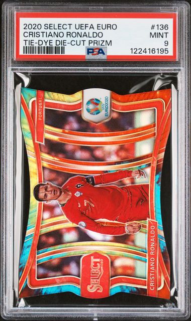 Frente de 2020 Panini Select UEFA Euro Cristiano Ronaldo #136 Tie-Dye Prizm /25 PSA 9 / ProCard Sport | PCS-750