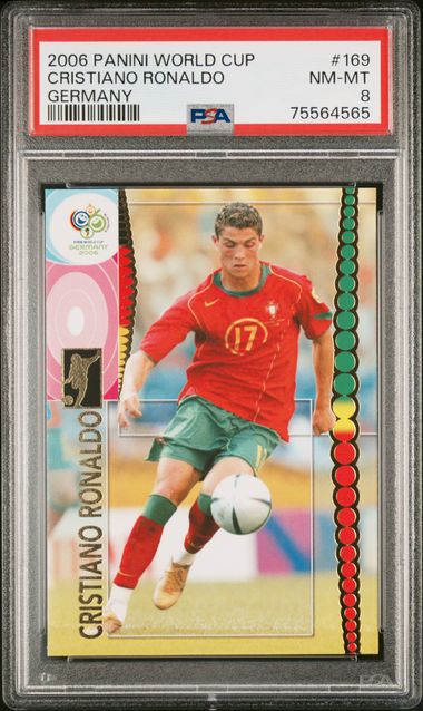 Frente de Panini Copa Mundial de la FIFA 2006 #169 Cristiano Ronaldo Debut Mundial PSA 8 NM-MT / ProCard Sport | PCS-753