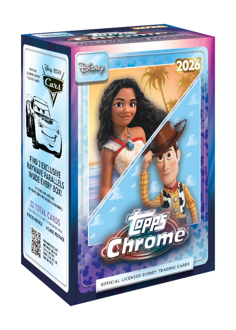 Imagen referencial oficial de Topps: caja 2026 Topps Chrome Disney Value Box