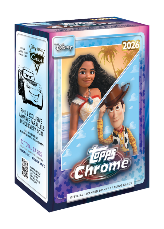 Imagen referencial oficial de Topps: caja 2026 Topps Chrome Disney Value Box