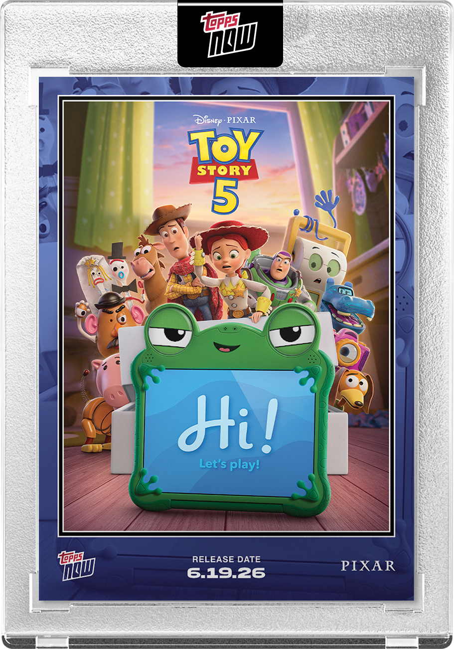 Imagen referencial oficial de Topps: carta 2026 Disney Topps NOW Toy Story 5